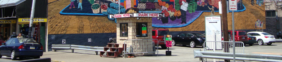 image of a parking lot in the Strip District
