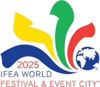 ifea-wfec logo - globe with blue, yellow, green, red abstract lines.